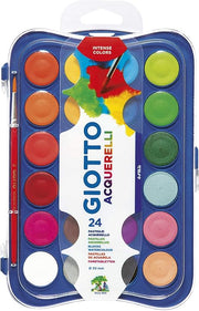 Giotto Acquerelli Tempere Ad Acquerello + 1 Pennello, 30 Mm, 24 Unità, Confezione Da 1, Multicolore (Confezione da 1)