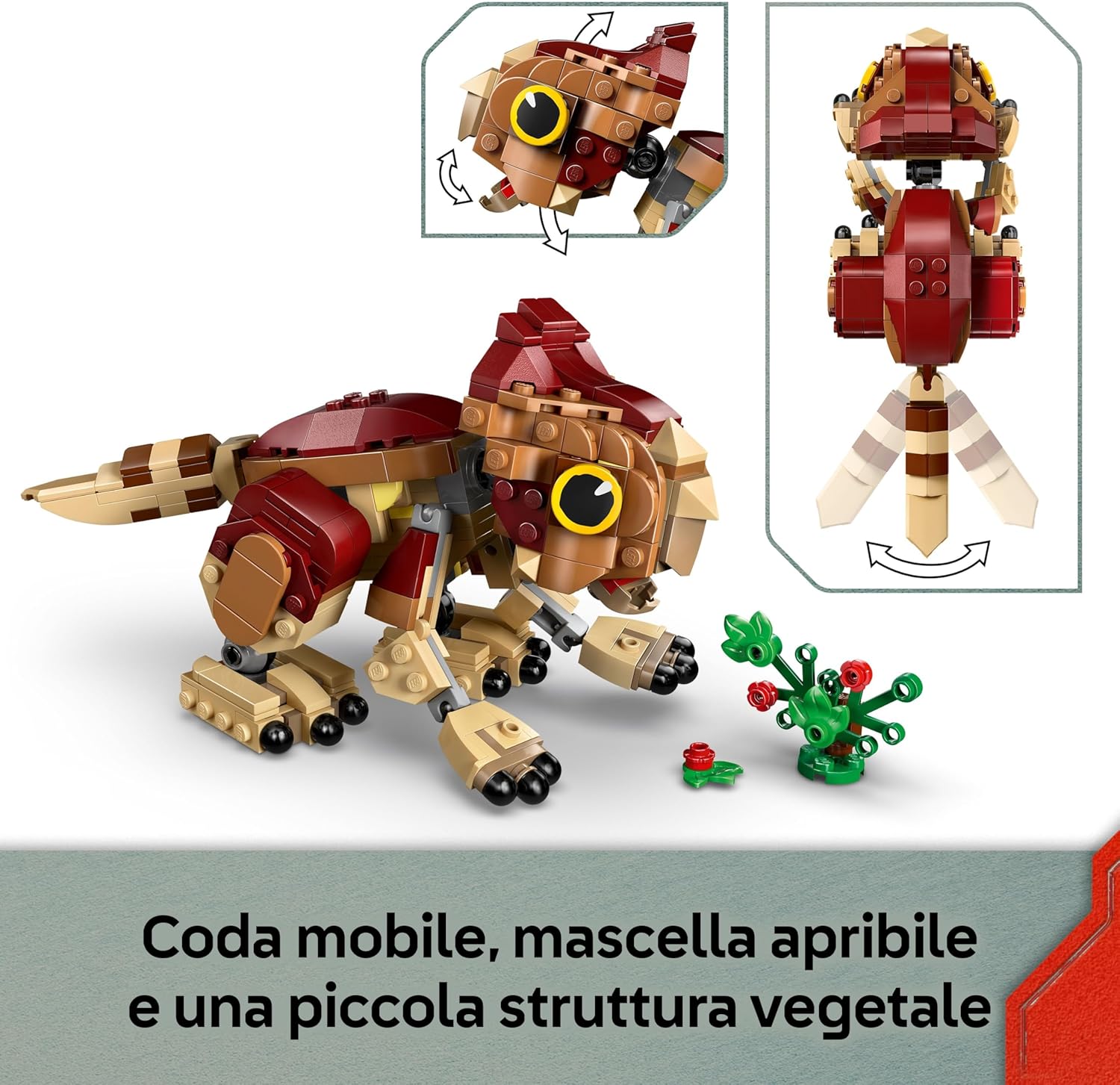 LEGO Jurassic World Dinosauro cucciolo Dolores: Aquilops - Dinosauro Giocattolo da Esposizione e Gioco con Pianta di Fiori - Regalo per Bambini e Bambine da 7 Anni e Fan del Film La Rinascita - 76970