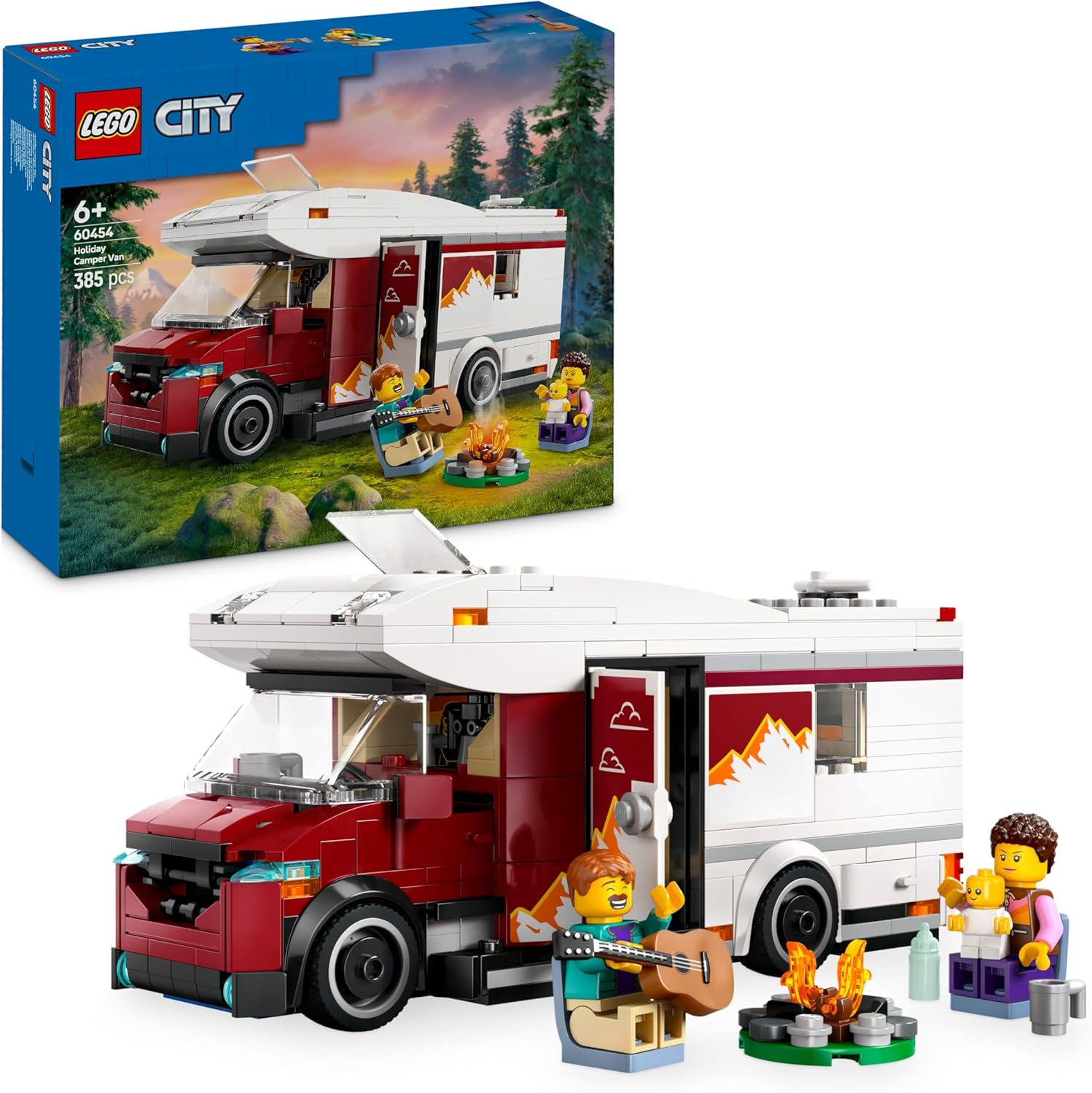 LEGO City Camper Van delle Vacanze d’Avventura - Veicolo Giocattolo da Costruire, Giochi per Bambini e Bambine da 6 Anni con 3 Minifigure e Accessori - Idee Regalo per Compleanni e Feste - 60454