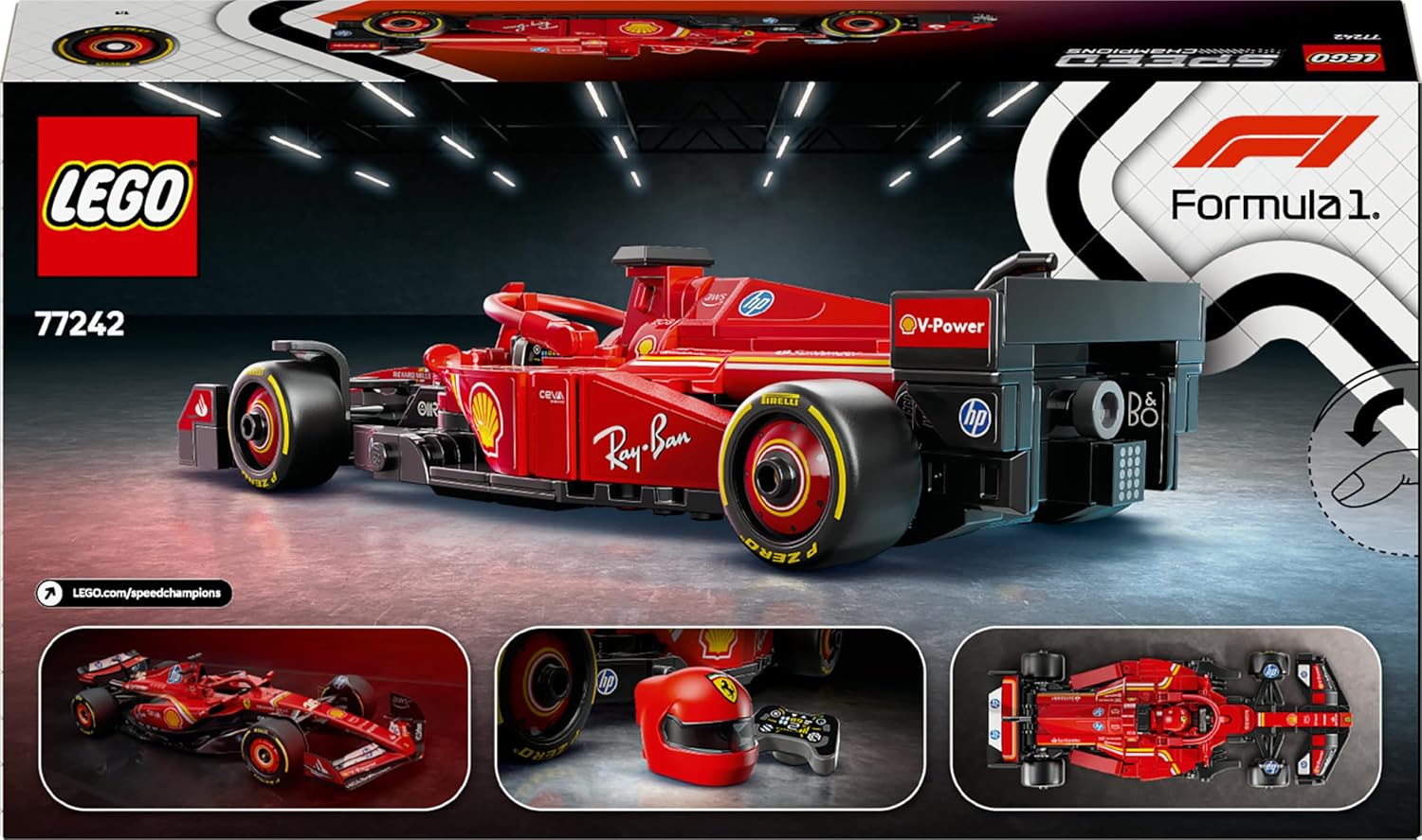 LEGO Speed Champions Auto da Corsa Ferrari F1 SF-24 - Giocattolo da Collezione con Minifigure Formula 1 - Giochi di Natale per Bambini da 10 Anni o per Adulti Fan degli Sport Automobilistici 77242