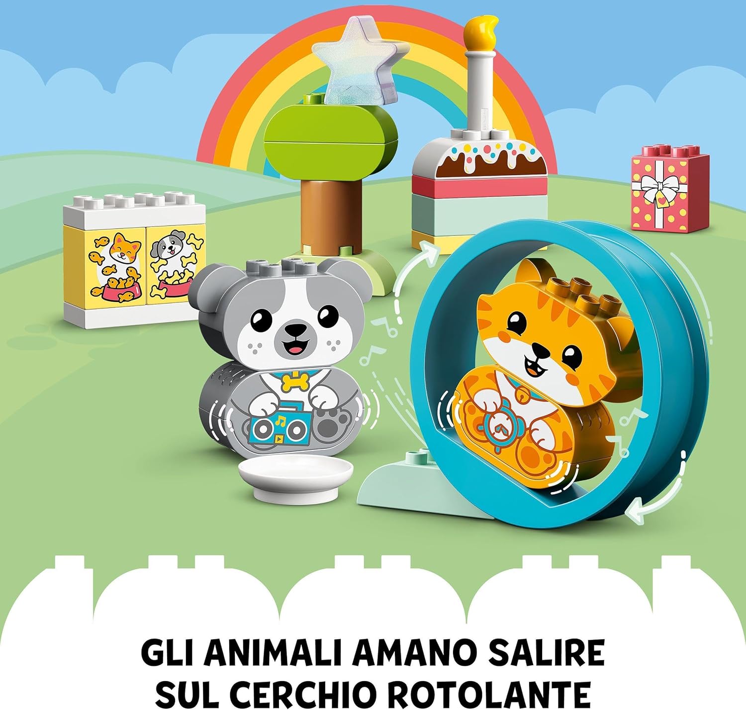 LEGO DUPLO Il Mio Primo Cagnolino e Gattino con Suoni, Set con Mattoncini Grandi, Animali Giocattolo da Costruire con Funzioni Sonore, Giochi per Bambini e Bambine da 18 mesi con Gatto e Cane 10977