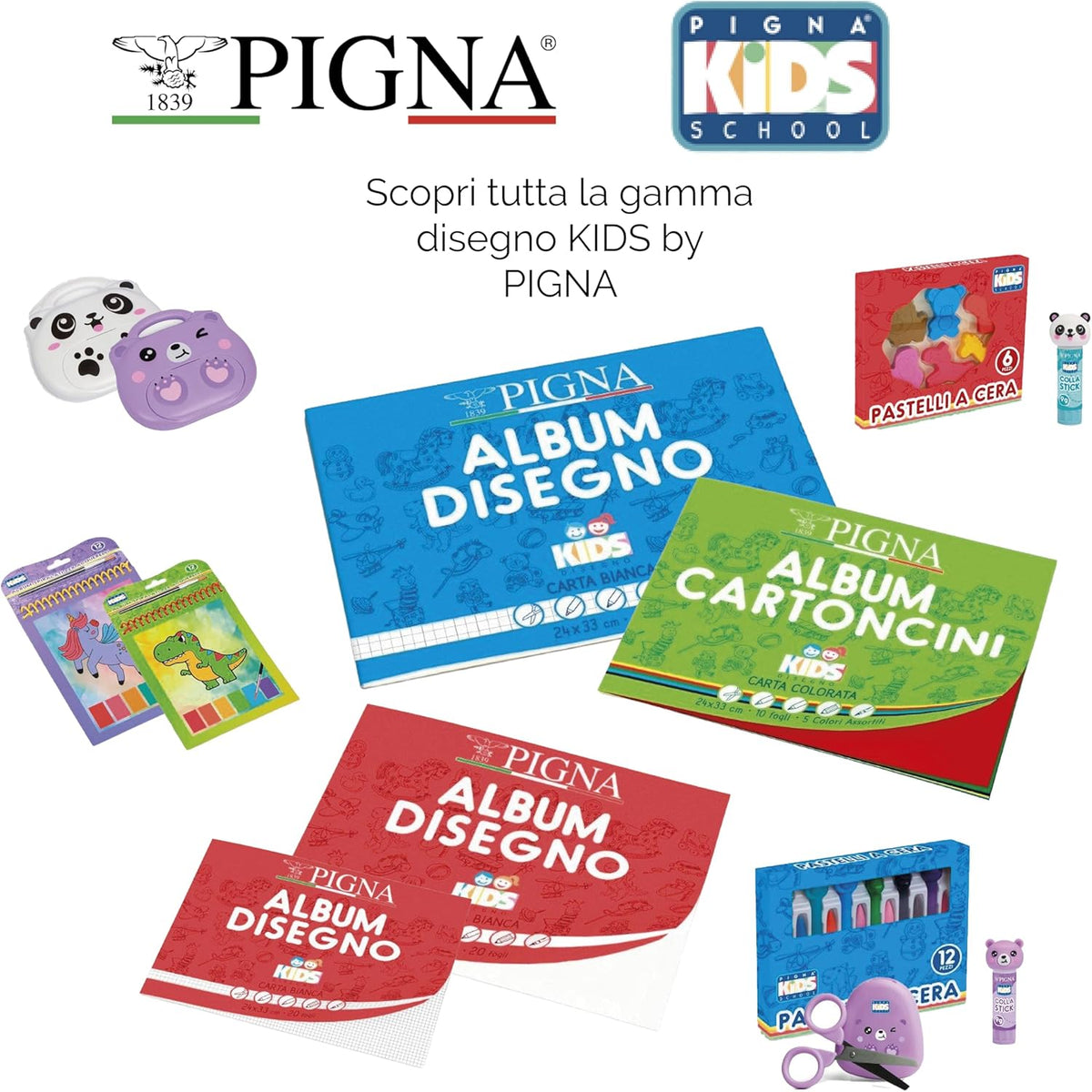 Pigna Kids Album da Disegno 24 x 33 cm – 10 Fogli Colorati – 170 g/m²