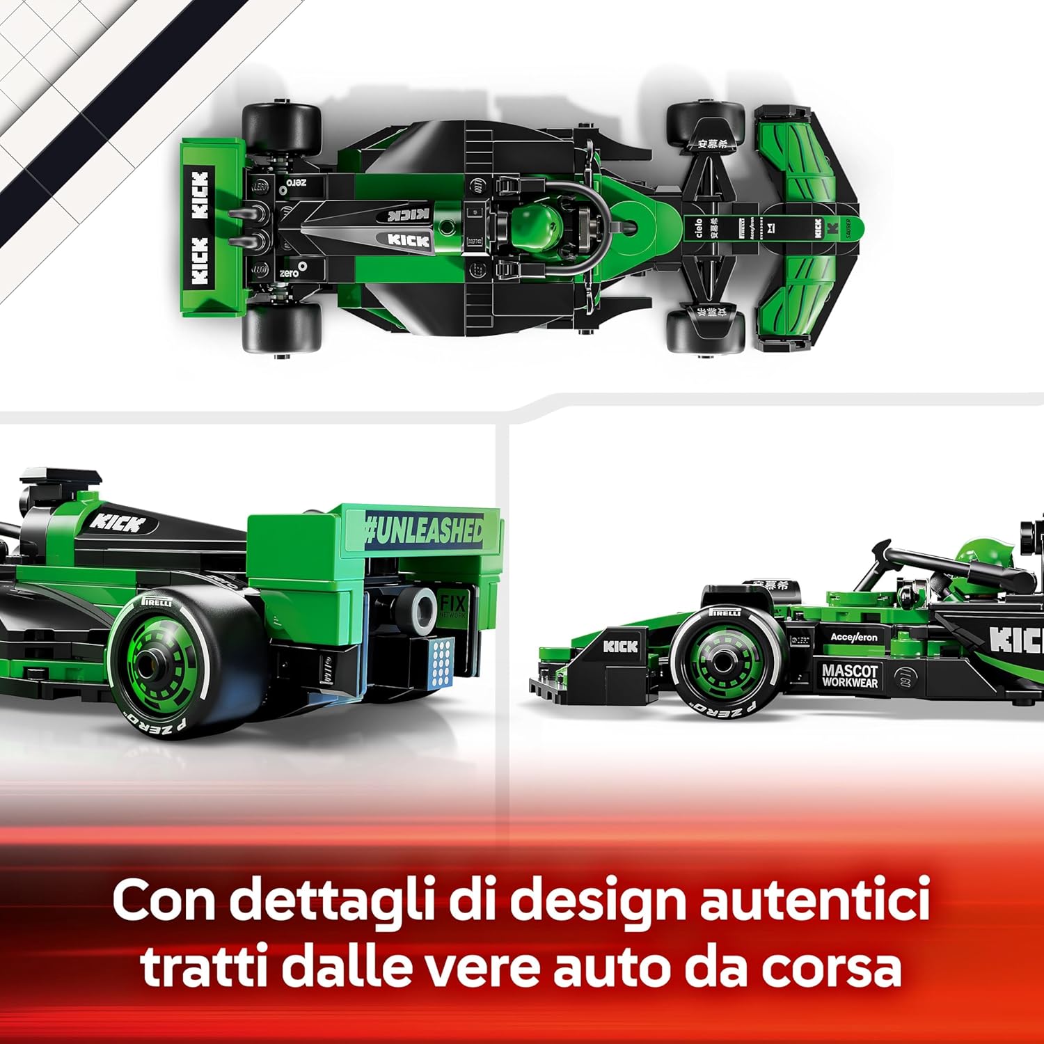 LEGO Speed Champions Auto da Corsa KICK Sauber F1 Team C44 Macchina Giocattolo da Collezione con Minifigure di Formula 1 - Modello per Bambini da 10 Anni e per Adulti Fan dell'Automobilismo 77247