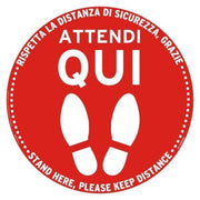 Cartello Tondo Calpestabile Aspetta Qui - Buffetti