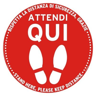 Cartello Tondo Calpestabile Aspetta Qui - Buffetti