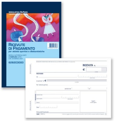 Ricevute Di Pagamento Per Attività Sportive Dilettantistiche - Blocco 50/50 Fogli Autoricalcanti - 11,5x16,5 Cm