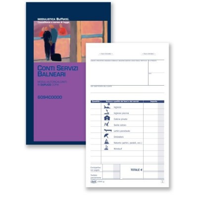 Conti Servizi Balneari - Blocco 50/50 Fogli Autoricalcante - 16,8x10 Cm