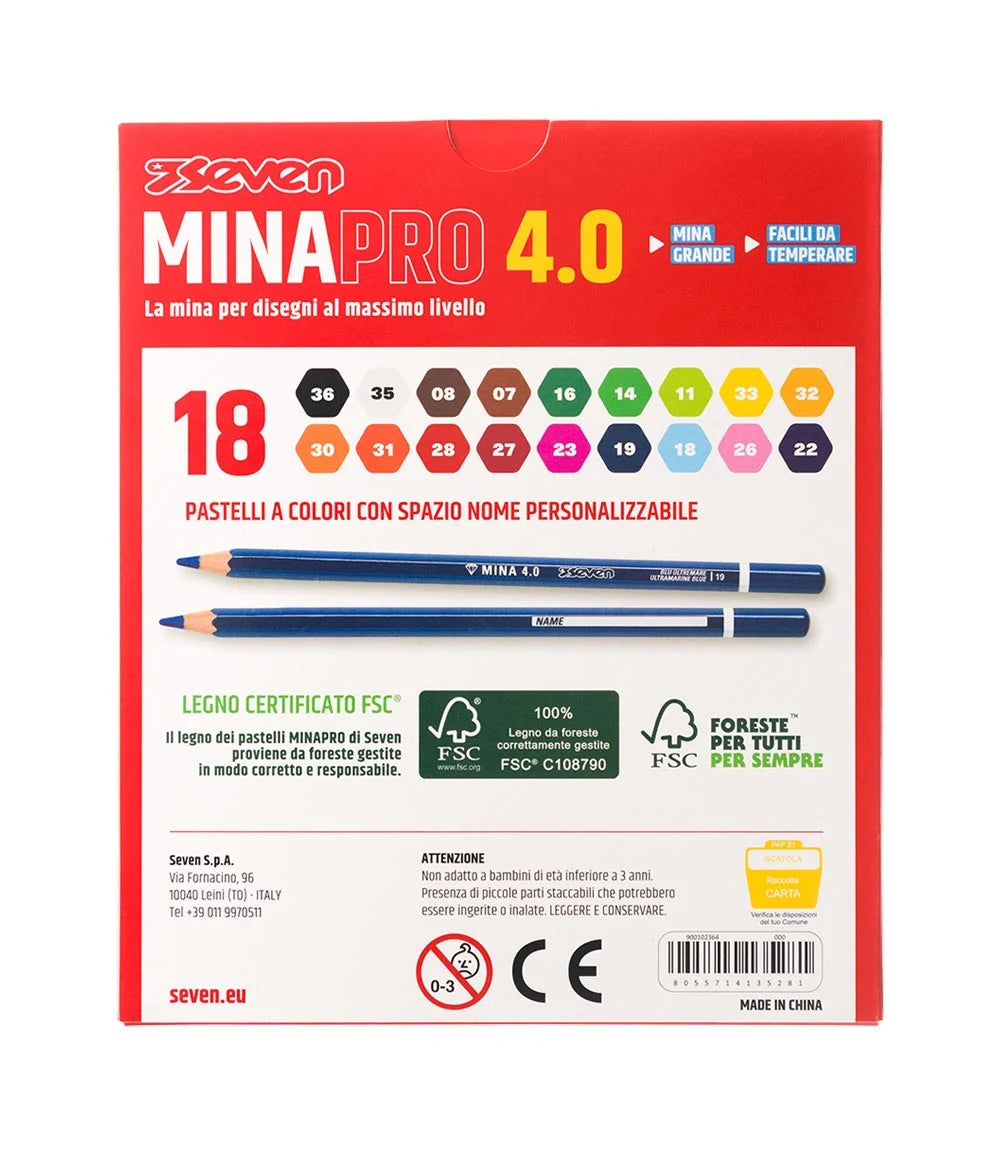 Seven MinaPro 4.0 – Set 18 Pastelli a Colori