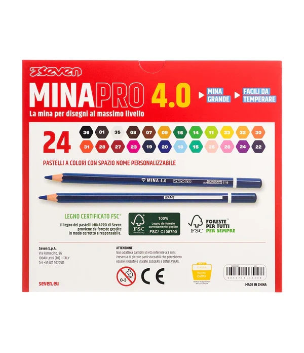 Seven MinaPro 4.0 – Set 24 Pastelli a Colori