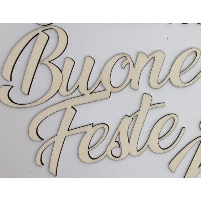 Scritta In Legno Buone Feste 25cm