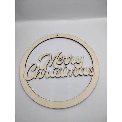 Ghirlanda Merry Christmas Legno