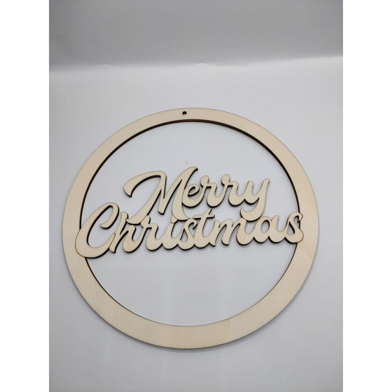 Ghirlanda Merry Christmas Legno