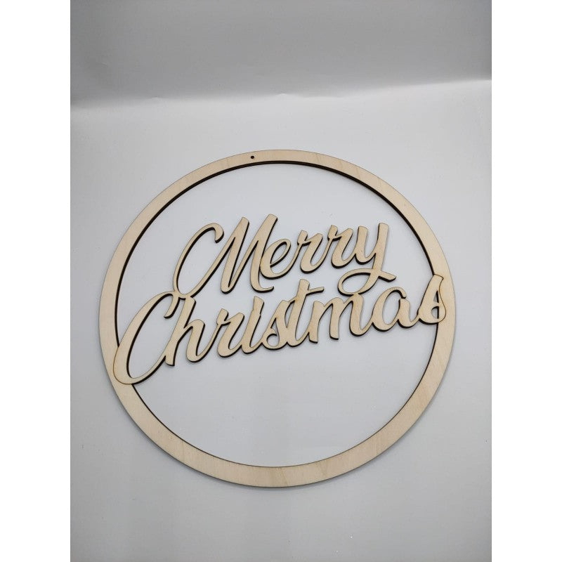 Ghirlanda Merry Christmas Legno