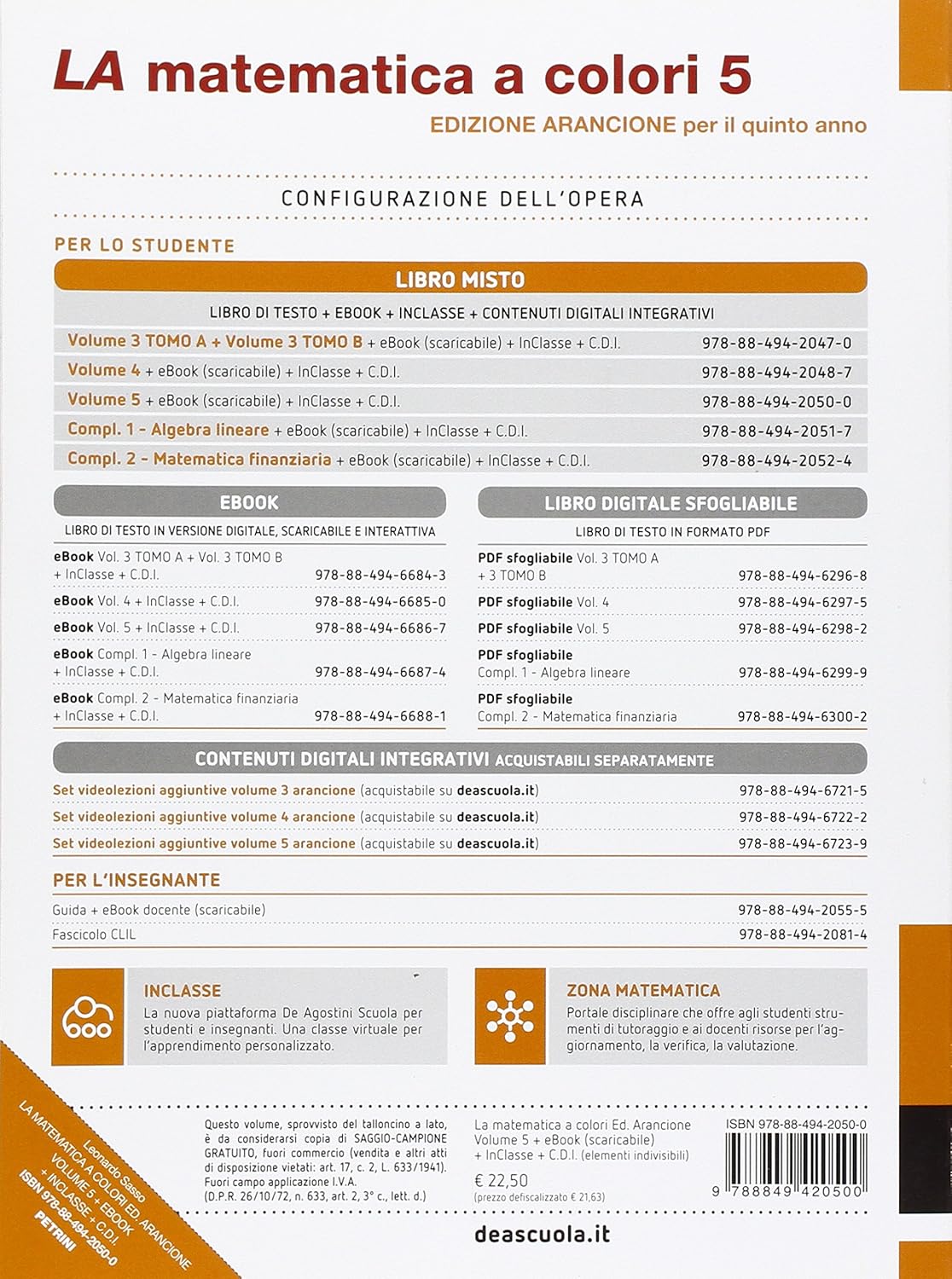 La matematica a colori. Ediz. arancione. Per le Scuole superiori (Vol. 5)