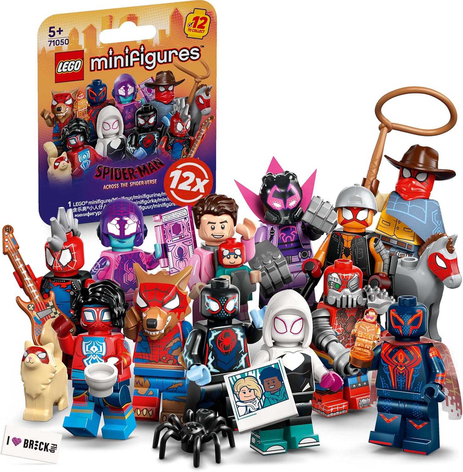 Lego Spiderman - Minifigure serie con personaggi Spider-Man casuale : Lego 71050 Across The Spider-Verse (con piastrella stampata)