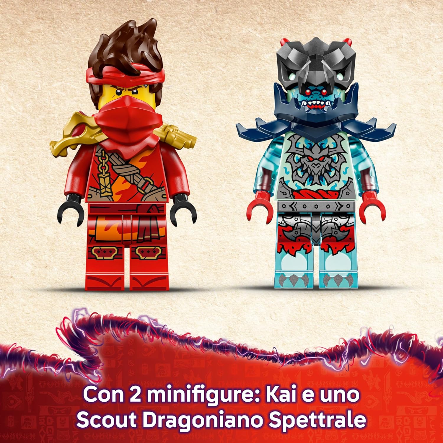 LEGO NINJAGO Gara di Velocità sulla Moto di Kai - Set Ninja con 2 Motociclette Giocattolo con Ruote Mobili, 2 Minifigure e Accessori - Regalo per Bambini da 6 Anni Fan di La Rivolta dei Draghi 71838