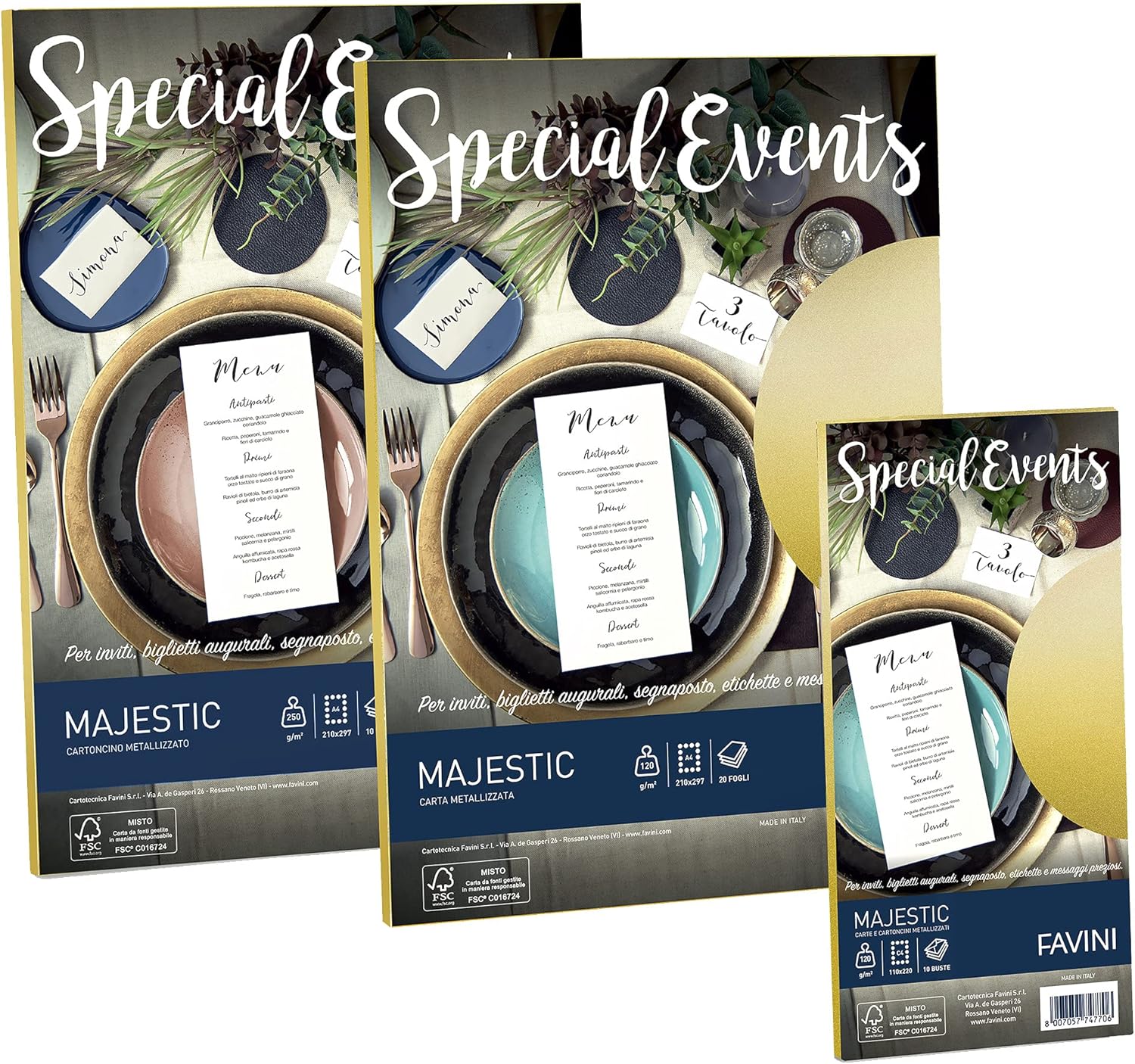 Carta metallizzata Favini Special Events, 20 fogli, 120 g/m², formato A4 (21x29,7 cm)