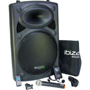 Ibiza Port15vhf-bt, Diffusore Audio Portatile, Con Usb, Vox, Rec, Bluetooth E 2 Microfoni Vhf Wireless