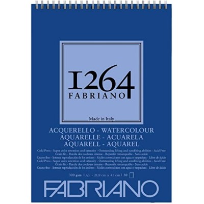 Blocco Fabriano "1264" Acquarello A4 300 Gr Spiralato 30ff