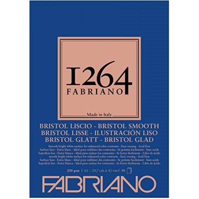 Fabriano Bristol Block 1264, 4 Rilegature, 200 G/m², Din A4
