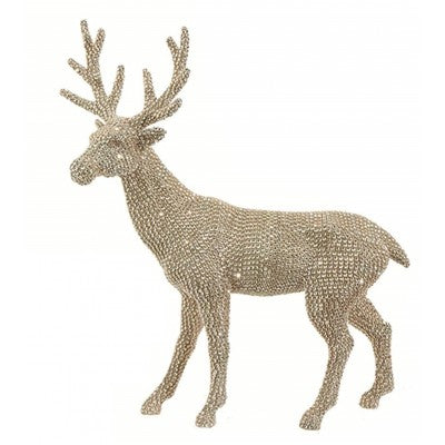 Decoro Natalizio Renna Color Oro Champagne Con Strass