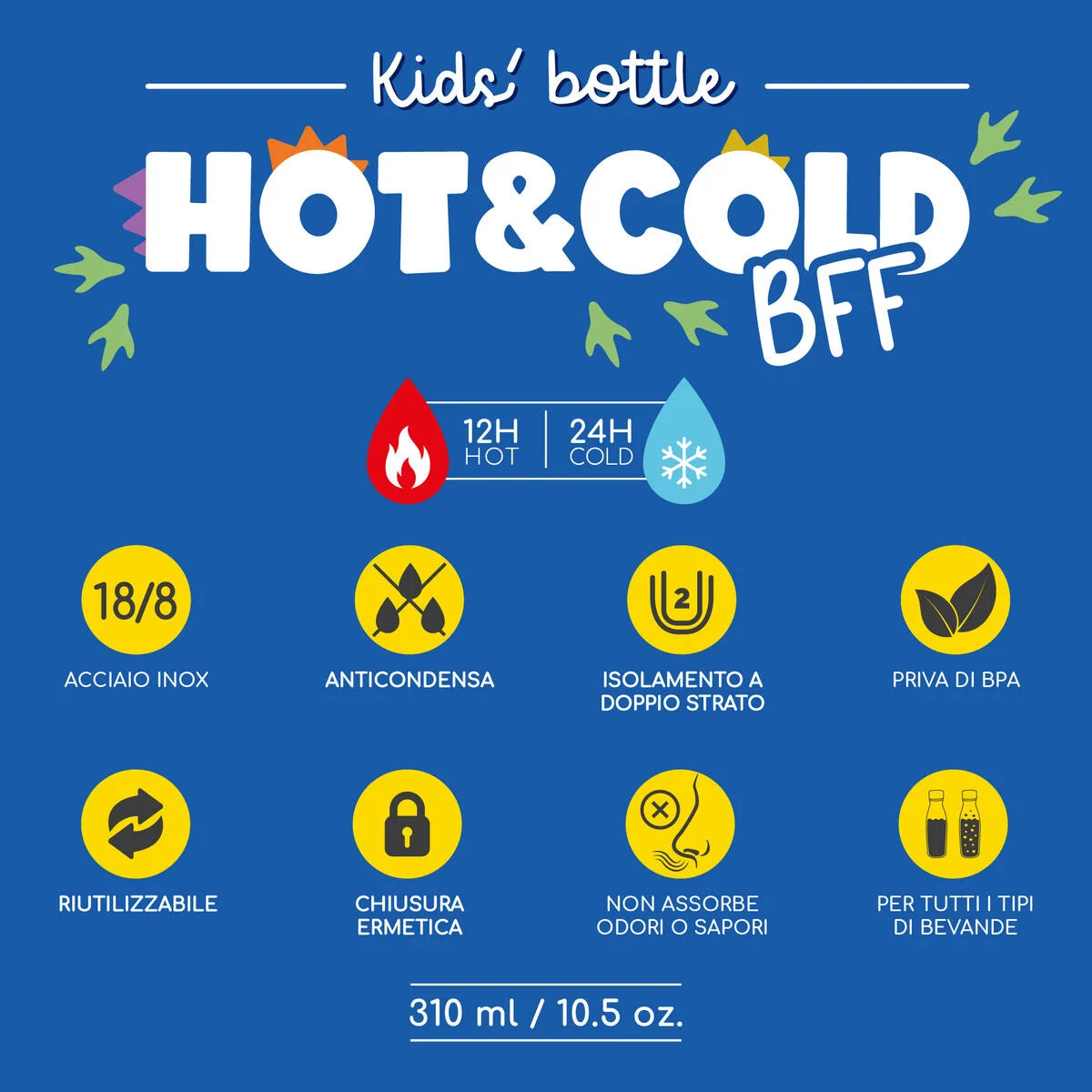 Borraccia Termica per Bambini 310ml - Hot&Cold BFF Dino - Legami