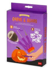 Legami - Set per Intagliare Zucca di Halloween, 8 Pezzi, Strumenti di Intaglio Creativo, Strumenti Fai da Te, Kit per Scavare Zucche, Coltello,Cucchiaio, Punteruolo, 5 Stencil Inclusi