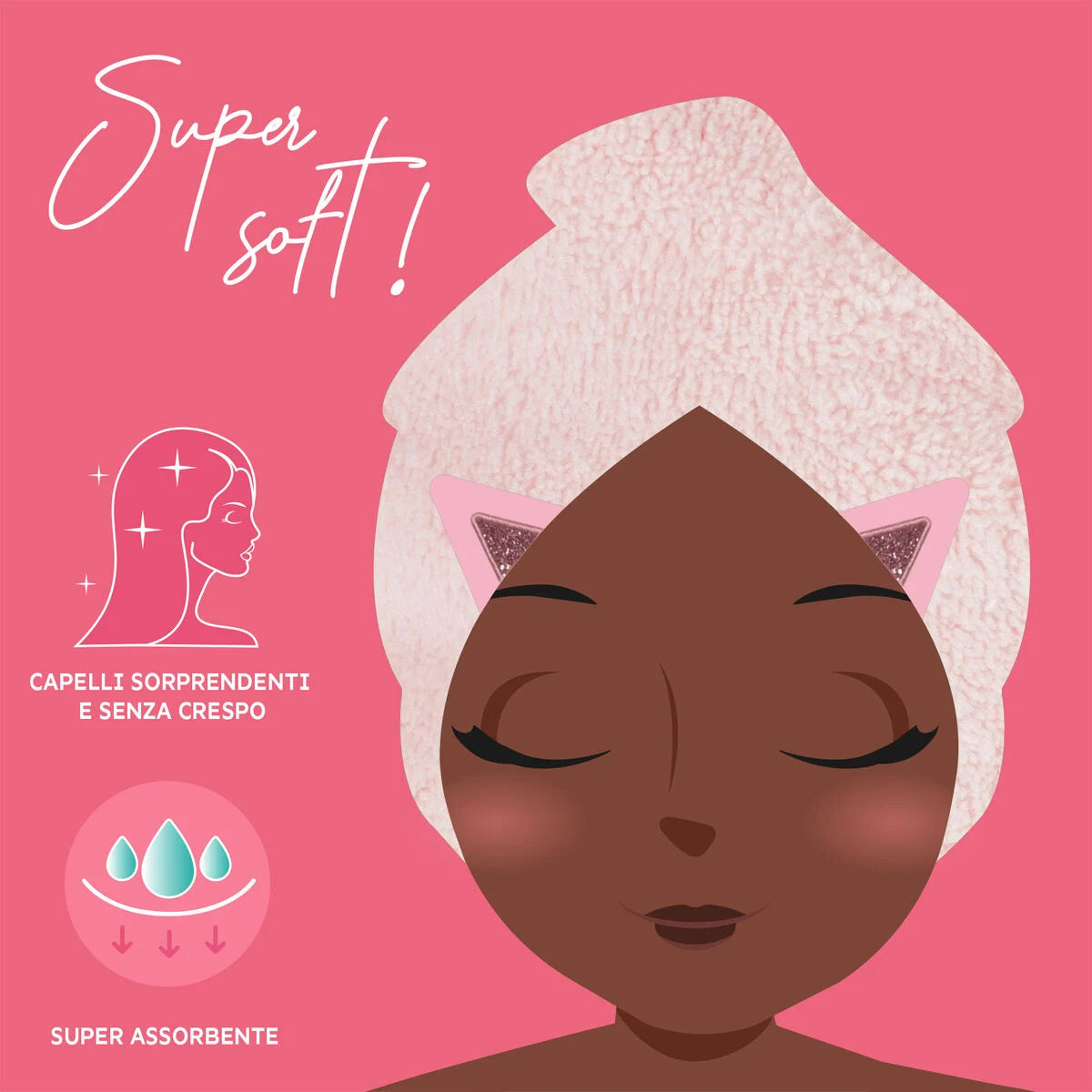 Asciugamano per Capelli a Turbante Kitty - Love My Hair - Legami