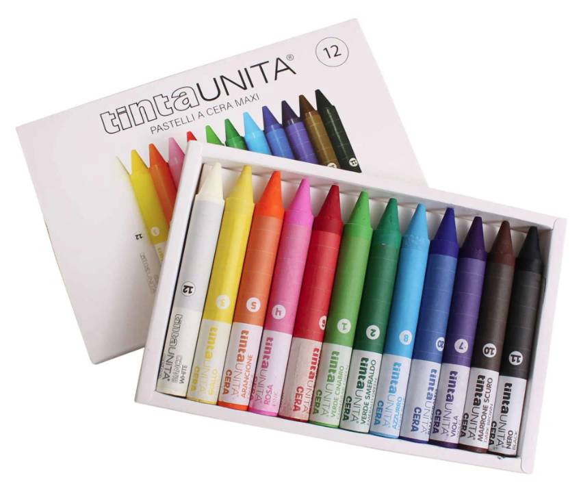 Tinta Unita – Pastelli a Cera Maxi Set da 12 Pezzi