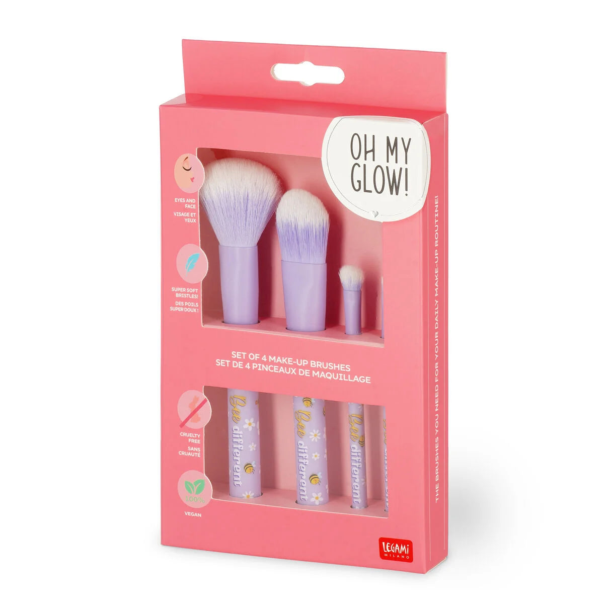 Set di 4 Pennelli per il Trucco Bee - Oh My Glow! - Legami