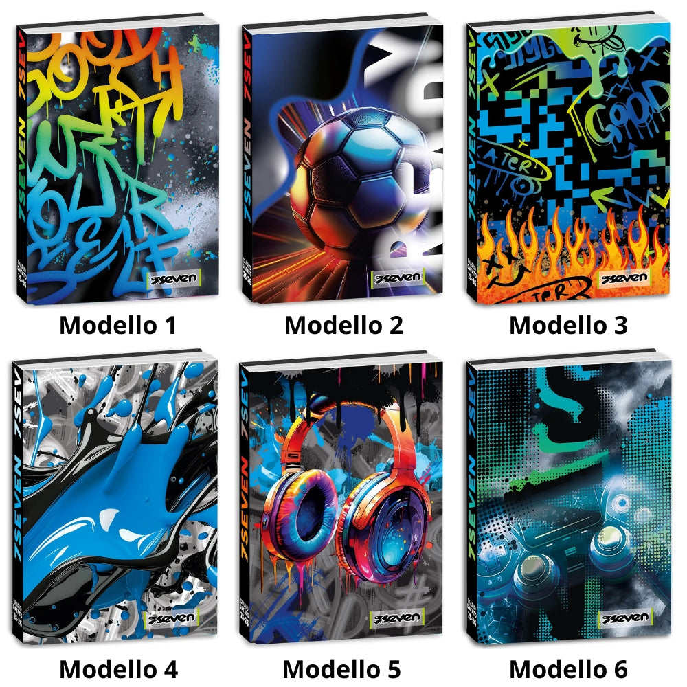 Diario Standard Giornaliero Seven Boy, Datato 2025/2026, 12 Mesi - Fantasie Assortite