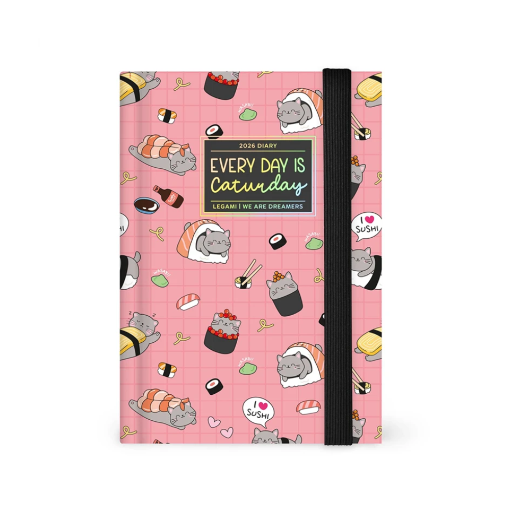 Agenda 12mesi Giornaliera Small Photo Daily Sushi Cat 2026 | Legami