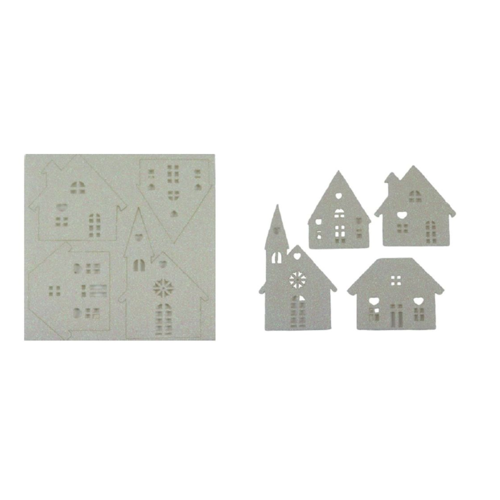 Iridescent White Stardust Felt Littles Houses (FELL027) - Renkalik