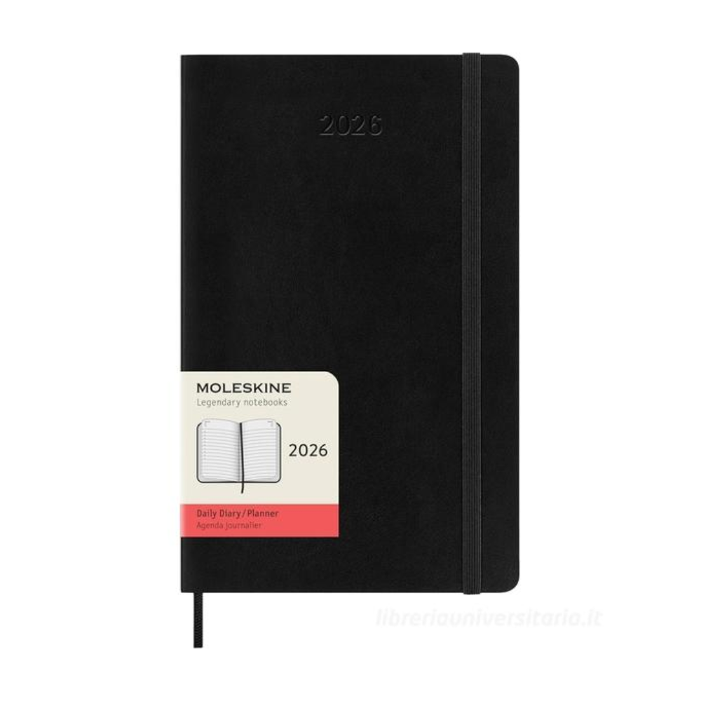 Moleskine 12 mesi - Agenda giornaliera nero - Large copertina morbida 2026