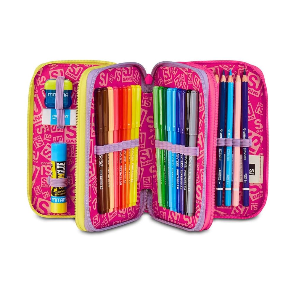 SJ GANG STYLE JAM GANG – Astuccio Scuola 3 Zip Fable Journey Rosa - SEVEN