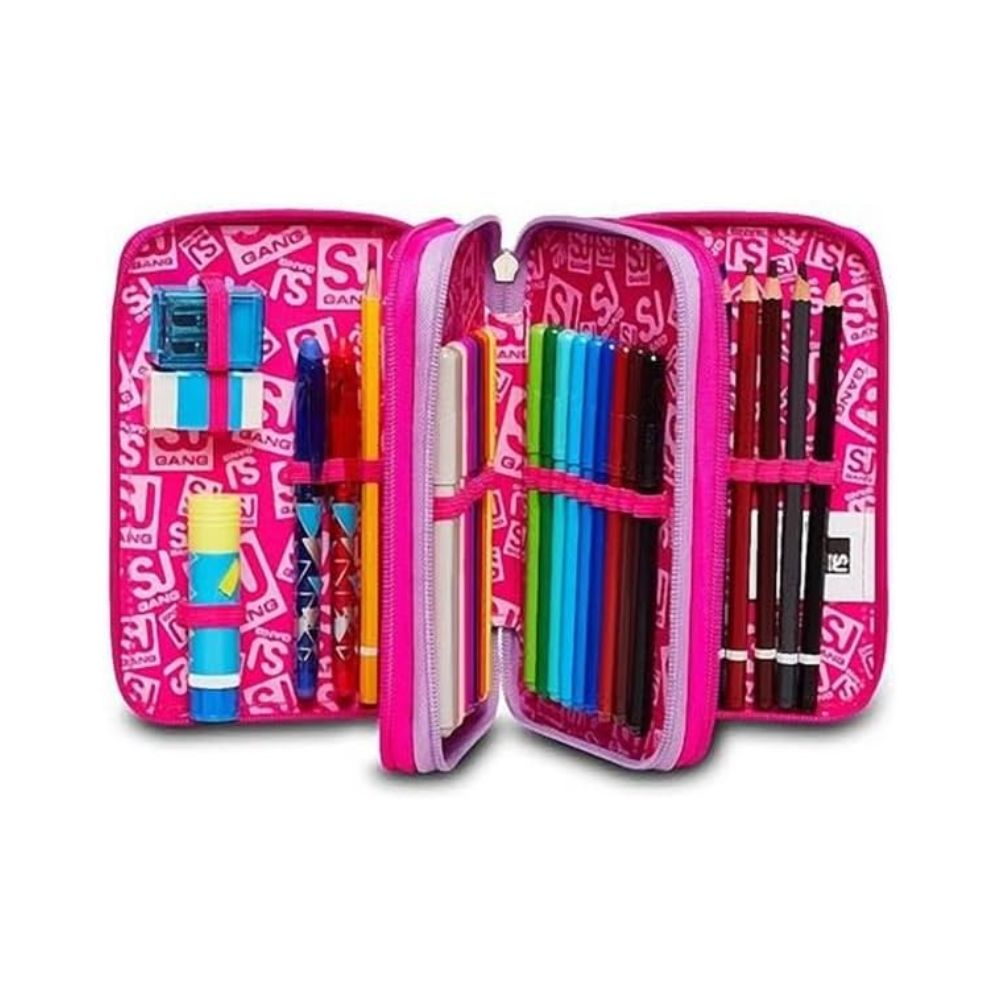 SJ GANG STYLE JAM GANG – Astuccio 3 Zip Heart Lolly Rosa - SEVEN