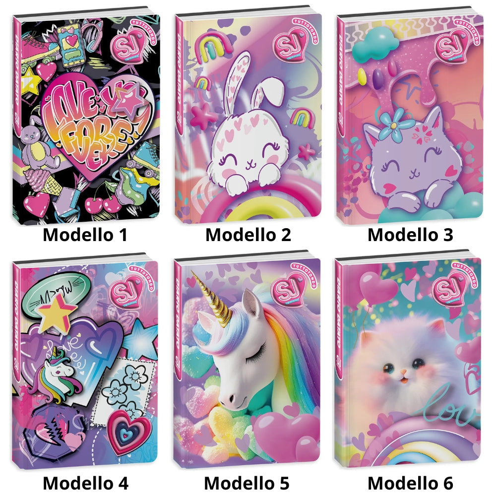 Diario Standard Giornaliero SJ Gang Girl, Datato 2025-2026, 10 Mesi - Fantasie Assortite