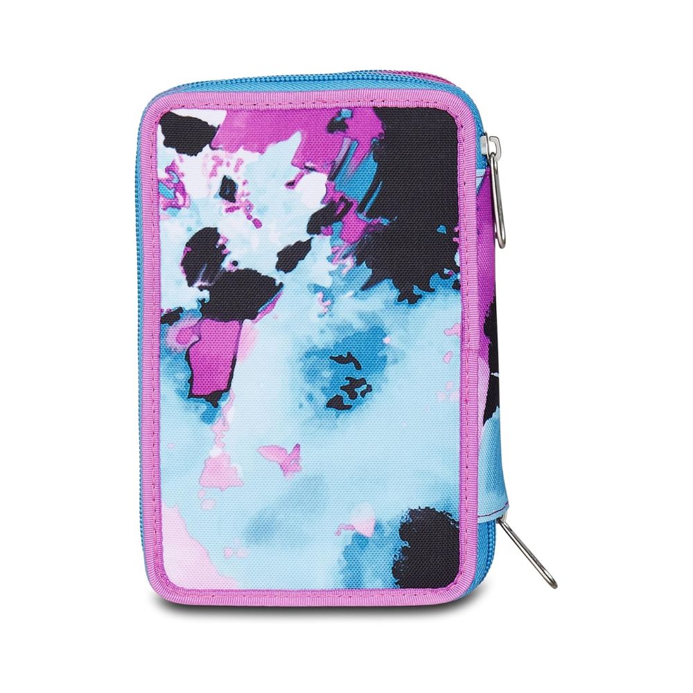 Astuccio Scuola 3 Zip Azzurro Fucsia per Bambina - Seven