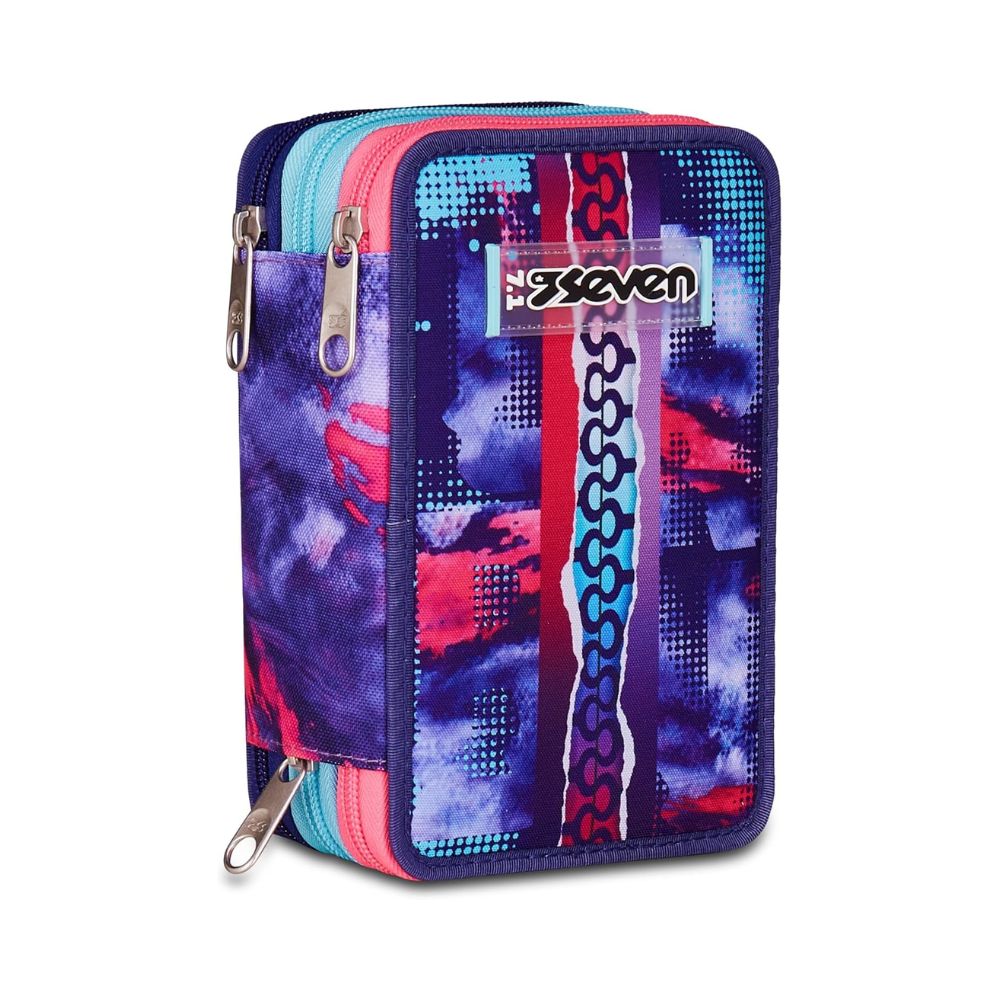 Astuccio Scuola 3 Zip Viola per Bambina - Seven