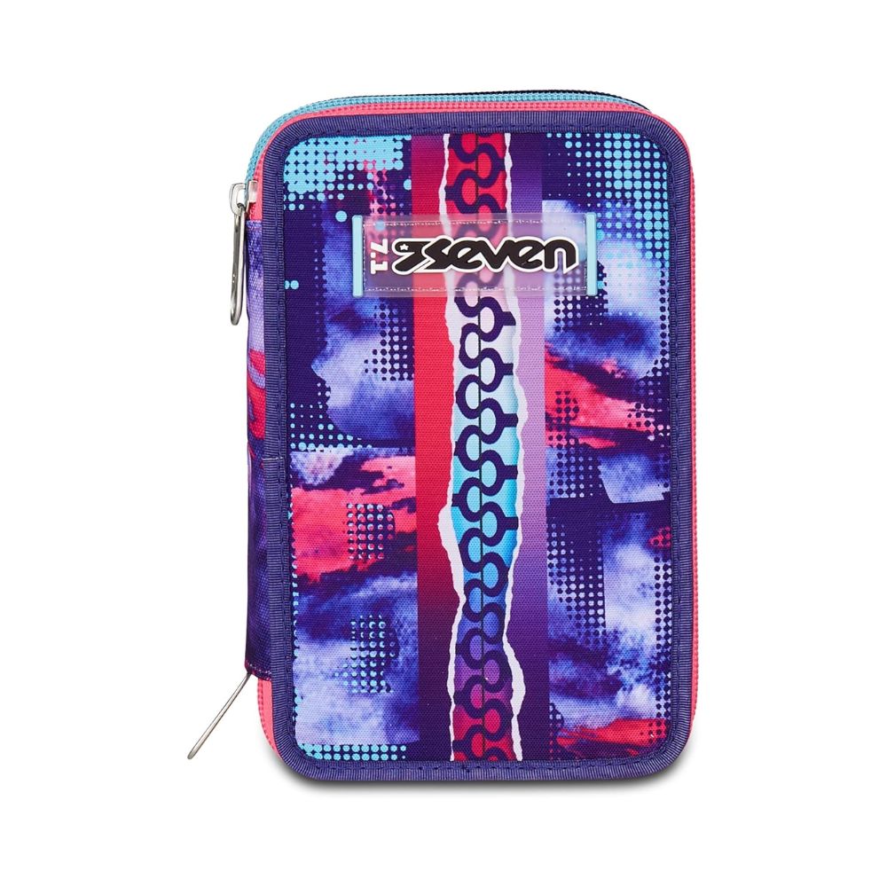 Astuccio Scuola 3 Zip Viola per Bambina - Seven