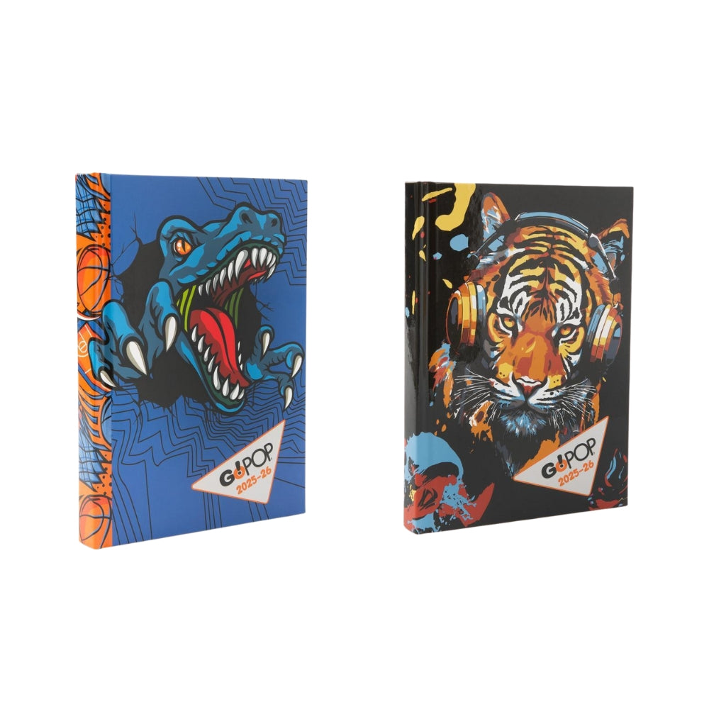 Diario Standard Giornaliero GoPOP Boy, Datato 2025/2026, 10 Mesi - Fantasie Assortite