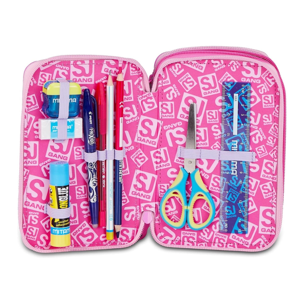 SJ GANG STYLE JAM GANG Astuccio Scuola 3 Zip FLUFFY PINK GIRL