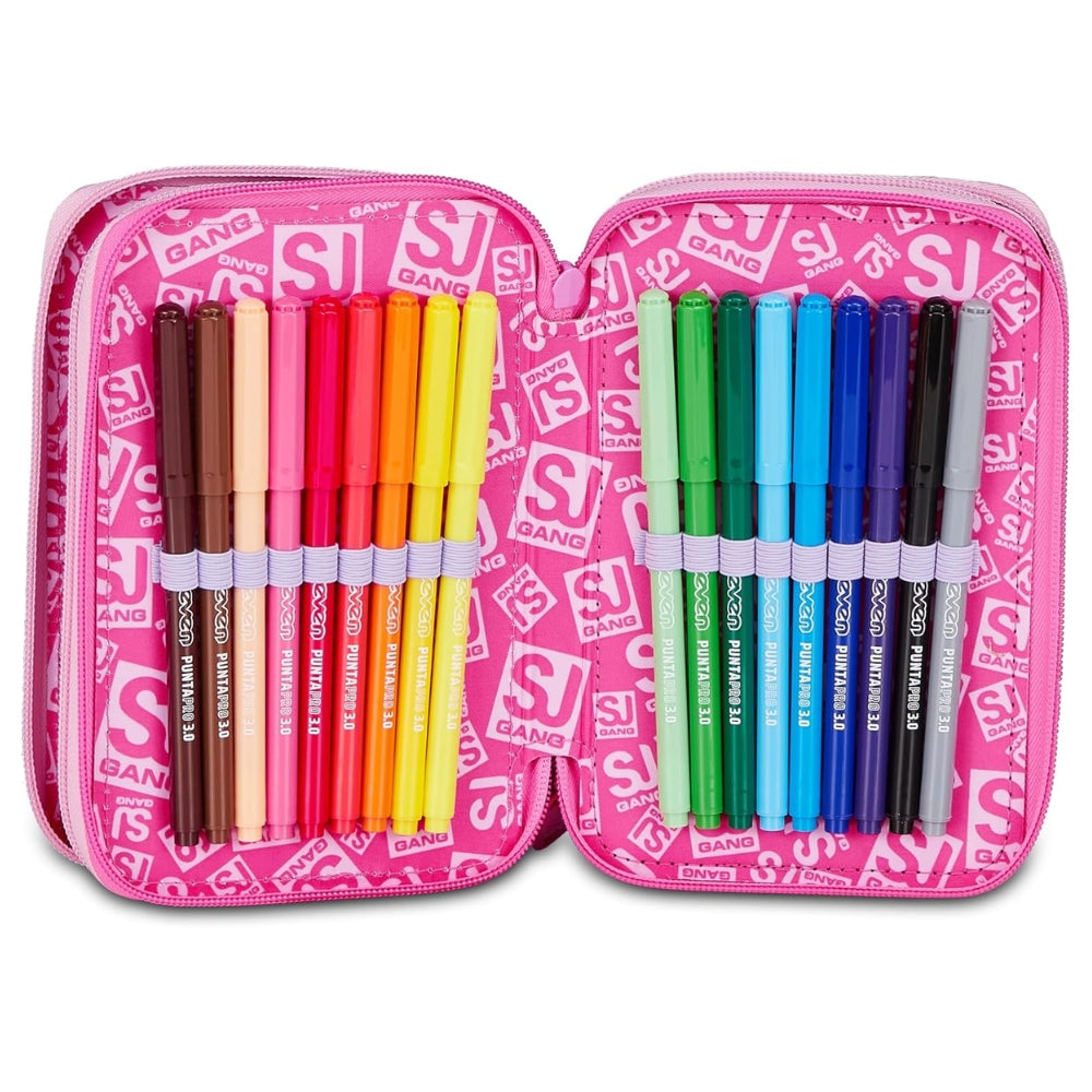 SJ GANG STYLE JAM GANG Astuccio Scuola 3 Zip FLUFFY PINK GIRL