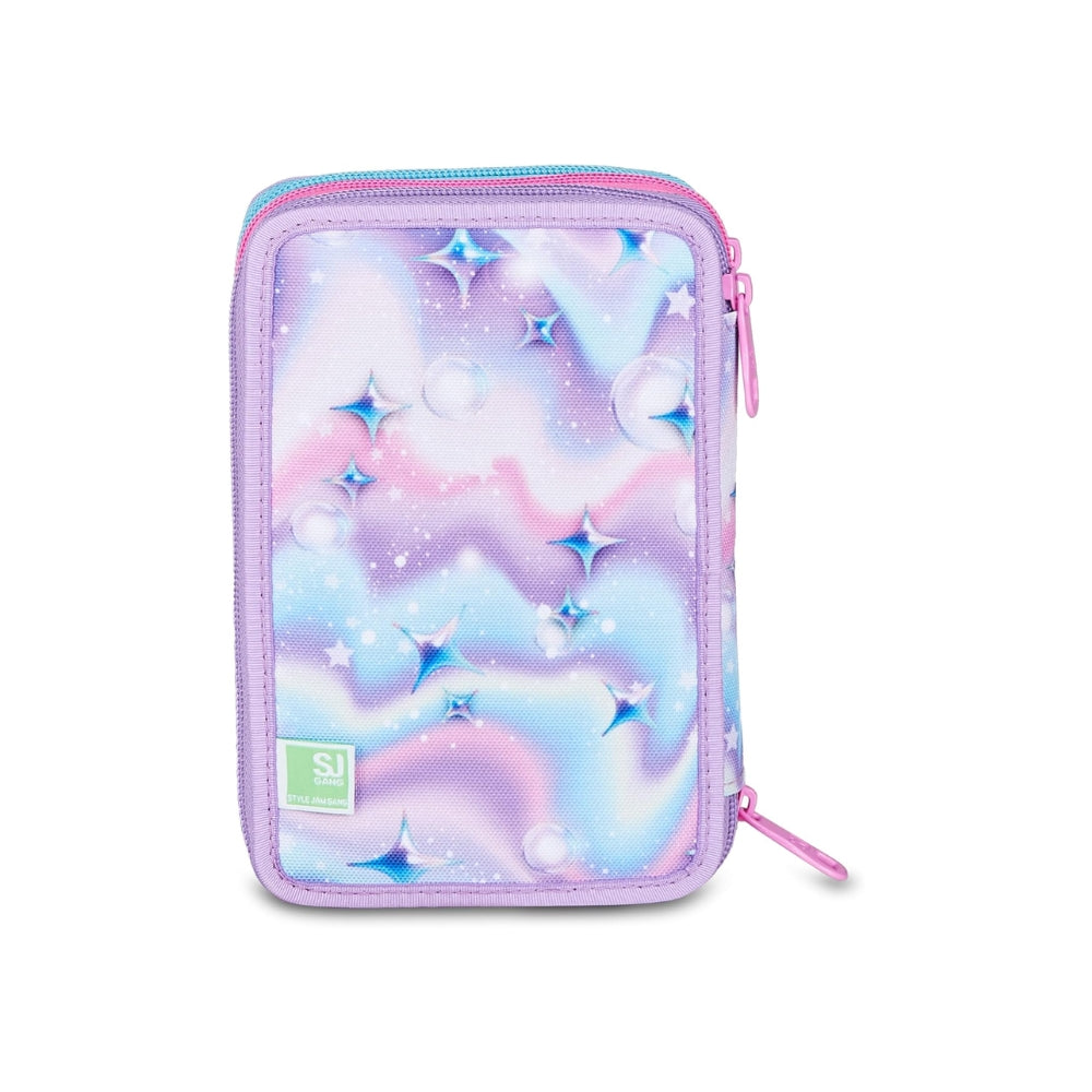 SJ GANG STYLE JAM GANG Astuccio Scuola 3 Zip LED UNICORN GIRL, Viola