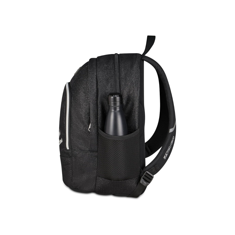 Seven Zaino Scuola Dual MADE OF STARS, Doppio Scomparto, Nero, Effetto brillantini, 32 L