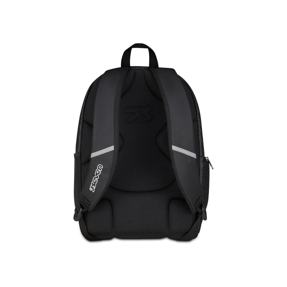 Seven Zaino Scuola Dual MADE OF STARS, Doppio Scomparto, Nero, Effetto brillantini, 32 L