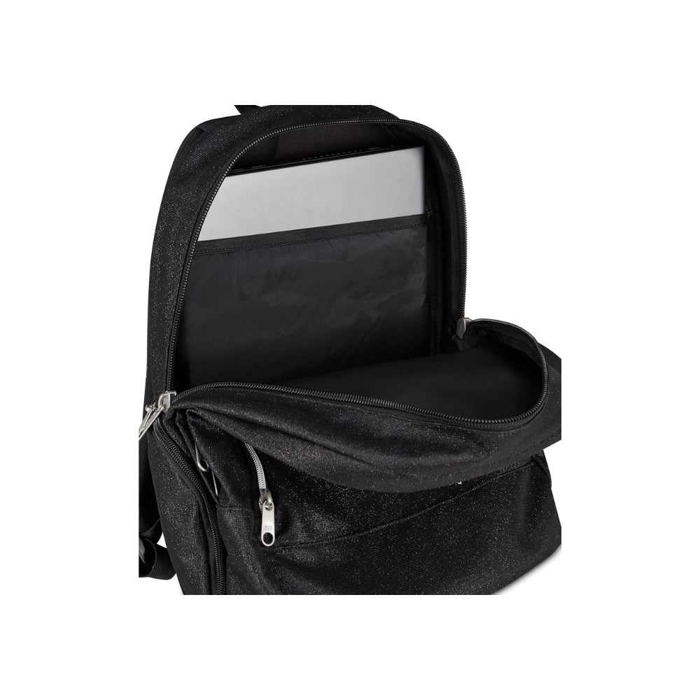 Seven Zaino Scuola Dual MADE OF STARS, Doppio Scomparto, Nero, Effetto brillantini, 32 L