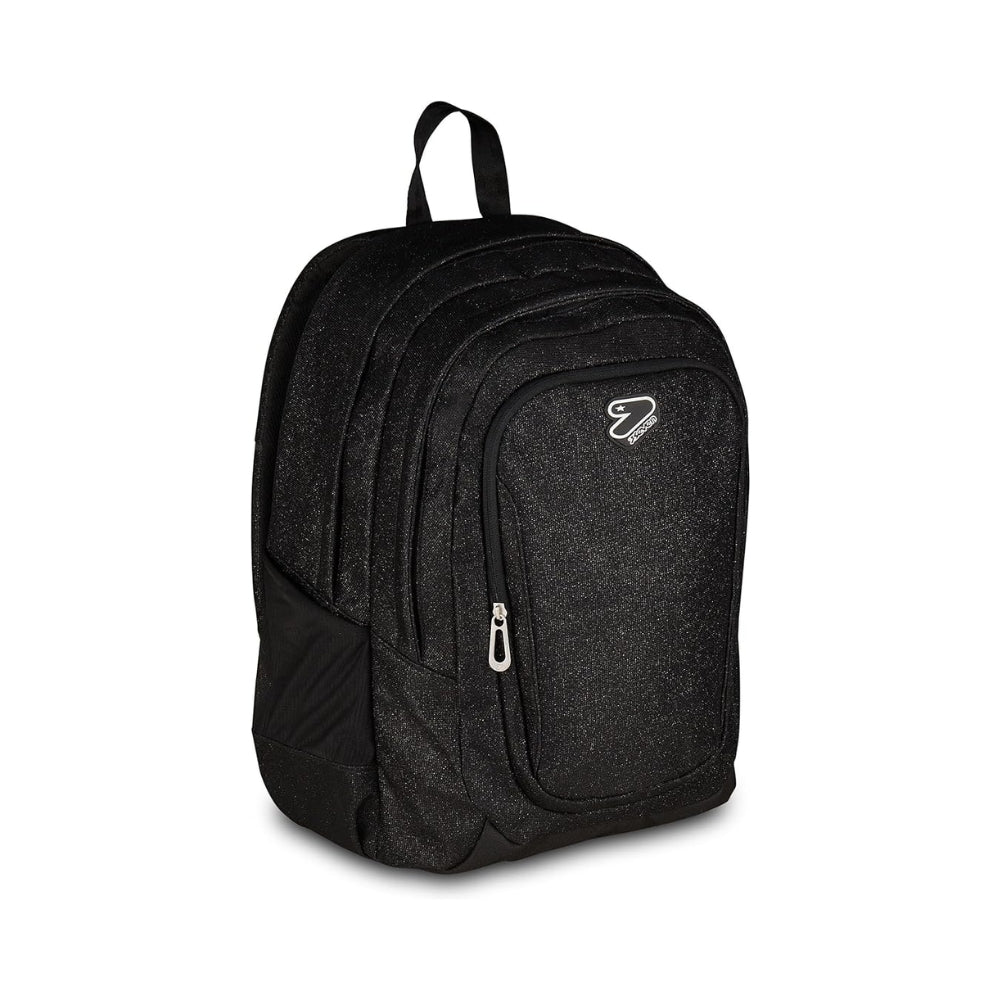 Seven Zaino Doppio Scomparto Tech Shiny, Nero, Tasca Porta PC e Tasca Porta Borraccia, Scuola Media e Superiore