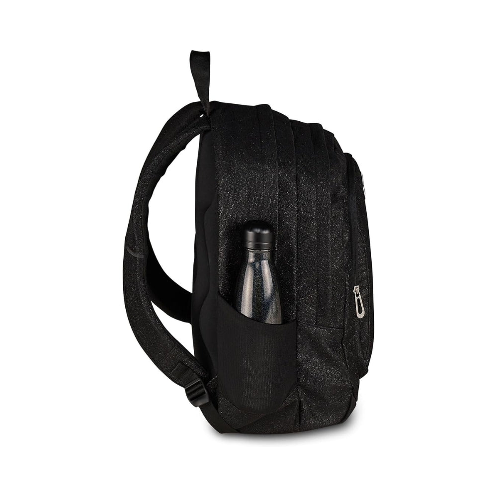 Seven Zaino Doppio Scomparto Tech Shiny, Nero, Tasca Porta PC e Tasca Porta Borraccia, Scuola Media e Superiore