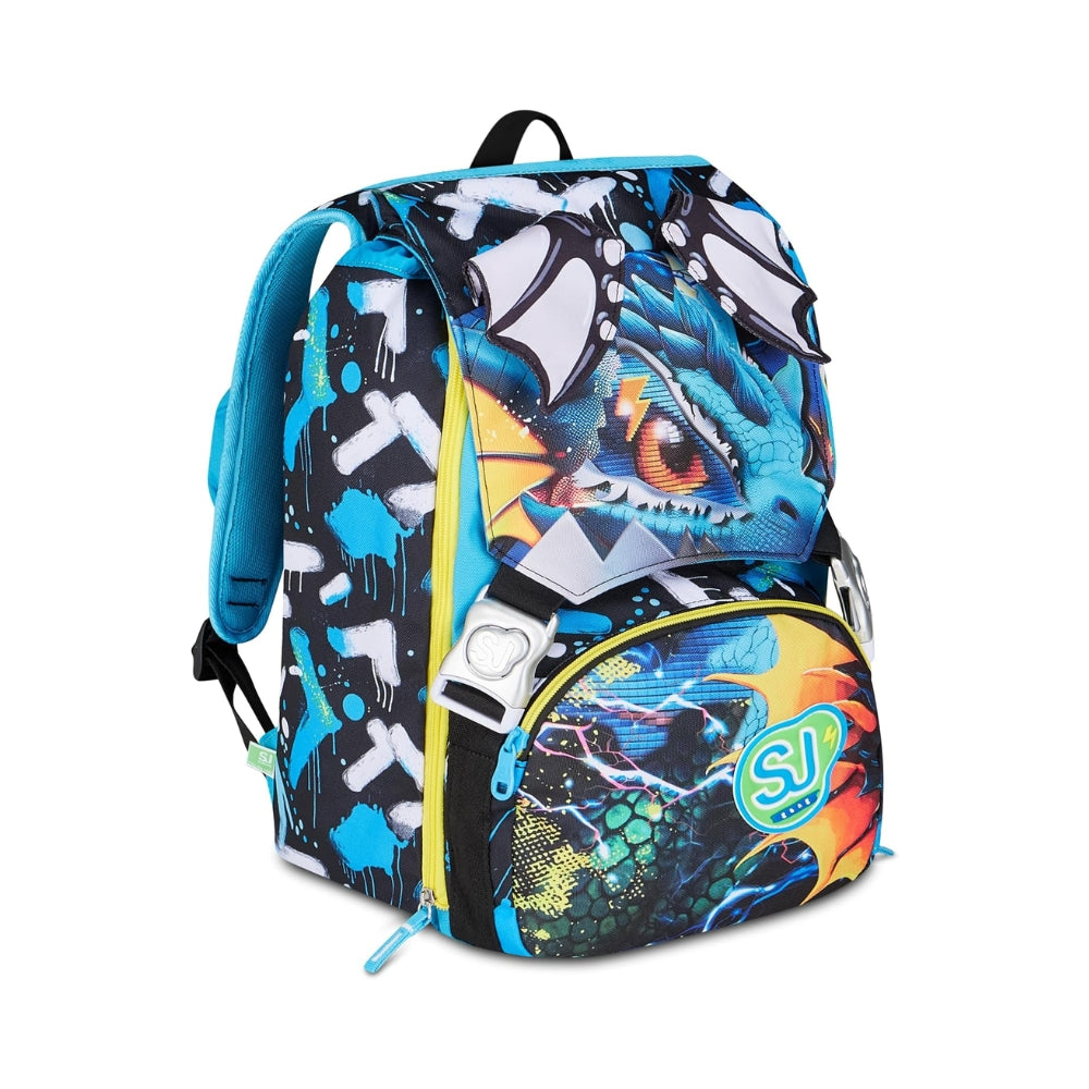 SJ Gang Style Jam Gang Zaino Scuola Estensibile Big Metal Dragon Boy – Blu, 24 L
